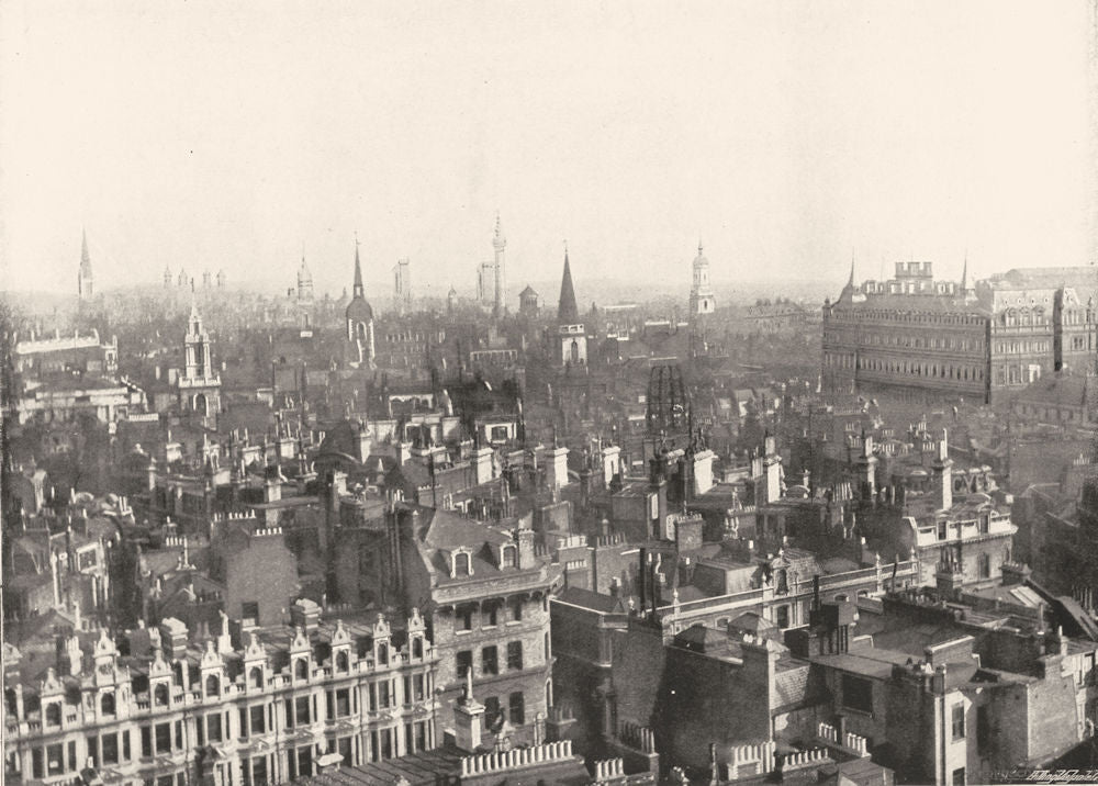 LONDON. Bird's- Eye view of London- Looking South- east, from Bow Church 1896